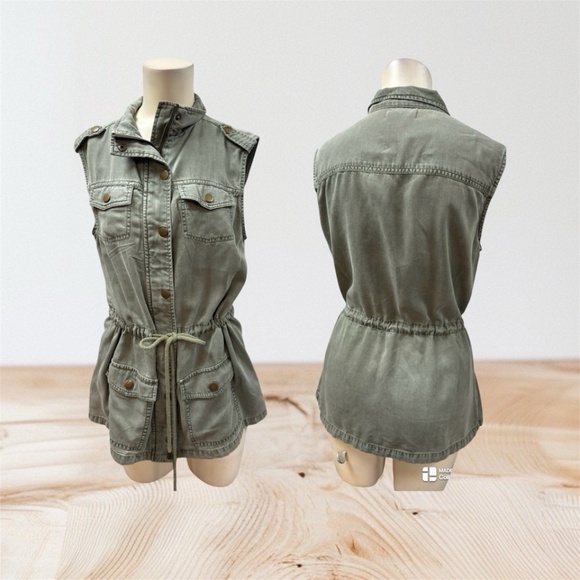 Atlanta status,Woman,Fall Vest,Sz M,Denim Gray,Buttons,Pockets,Zip,Waist cord.! - Picture 1 of 12